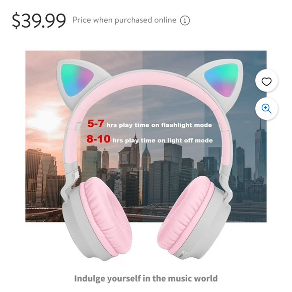 Cat Ears Headphones LED Light Bluetooth Stereo Wireless, Mic different features - Picture 9 of 11